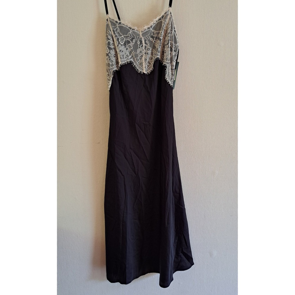 Wild Fable Slip Dress Womens‎ XXS Black NEW Contrast Lace Midi 1086-320-B45